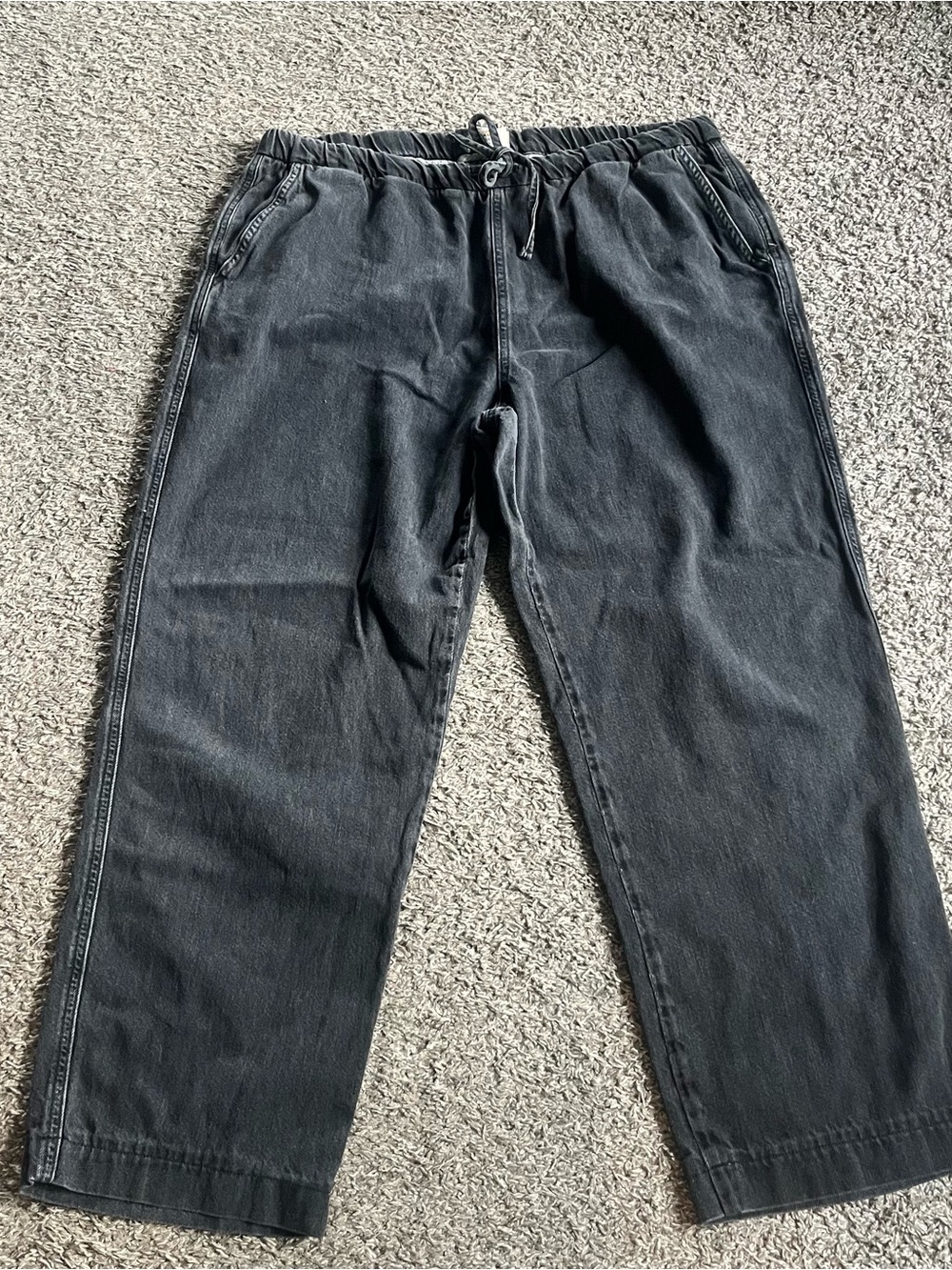 Marine Layer Men's Black Denim Saturday Drawstring Pants 100% Cotton Pockets XL